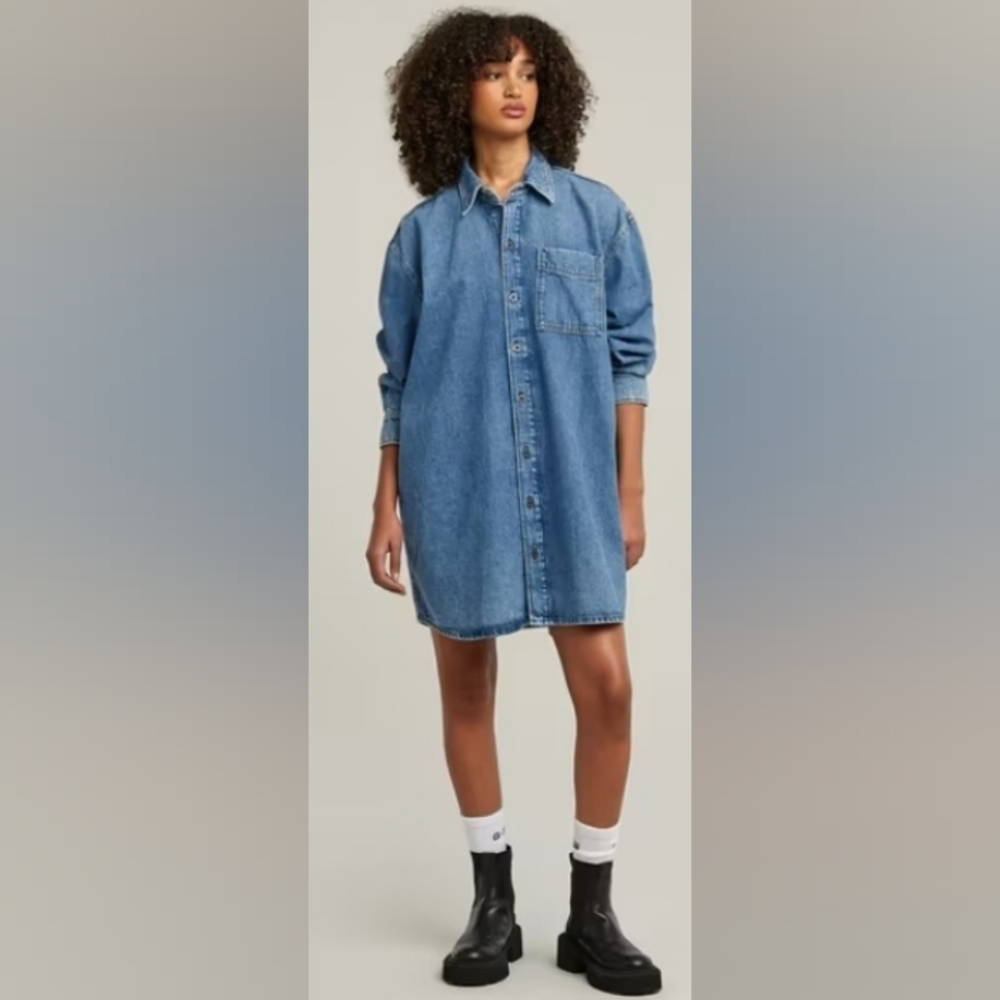 G Star Raw Oversized Denim Dress In Size Large.